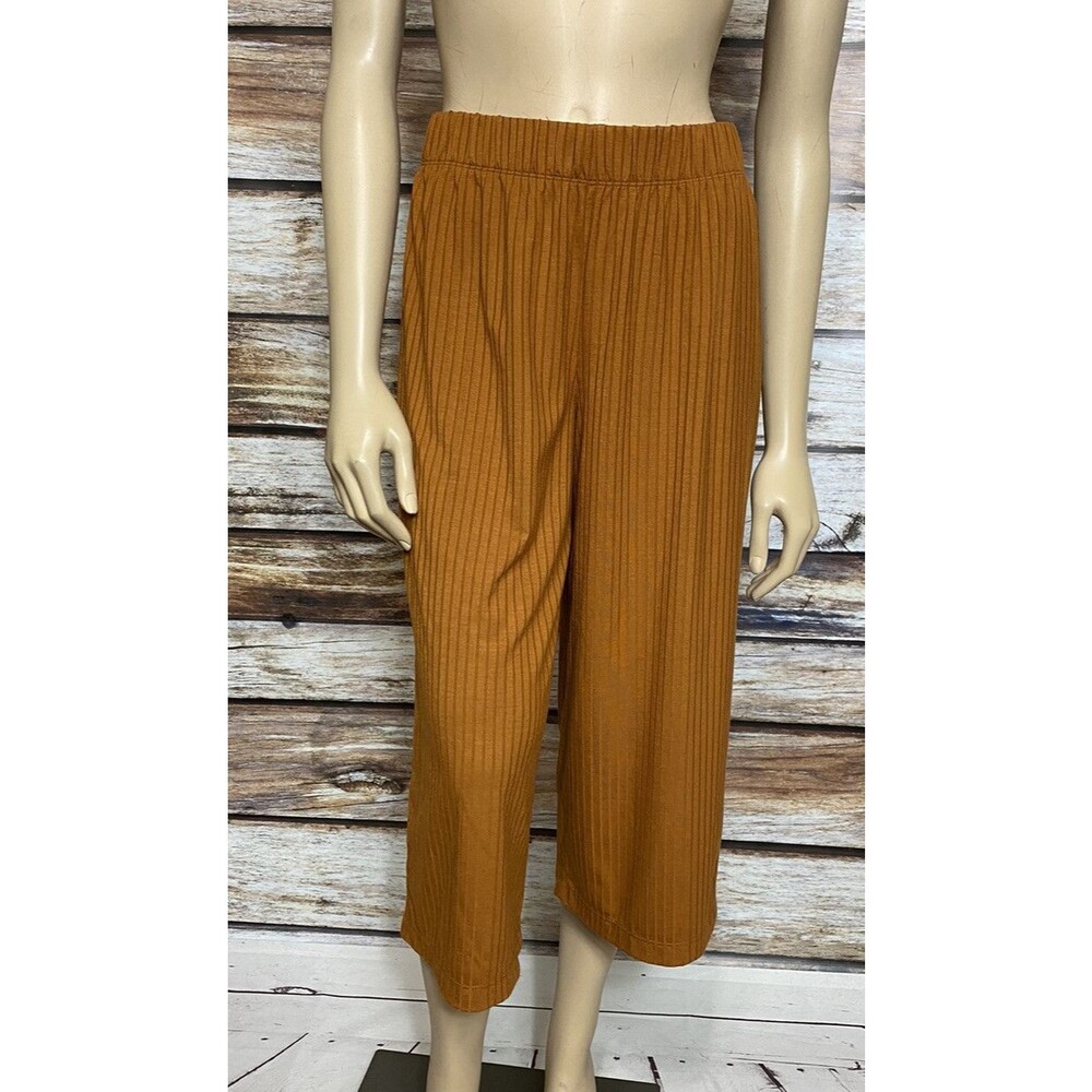 Cuddl Duds Lounge Comfort Capri Size Small Wide Leg Honey Mustard